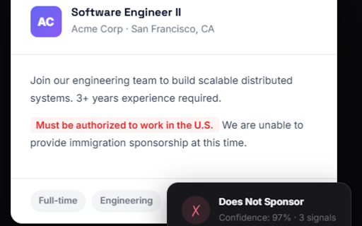 Sponsorly :: Check H1B sponsorship history and get AI-powered insights on visa sponsorship likelihood.