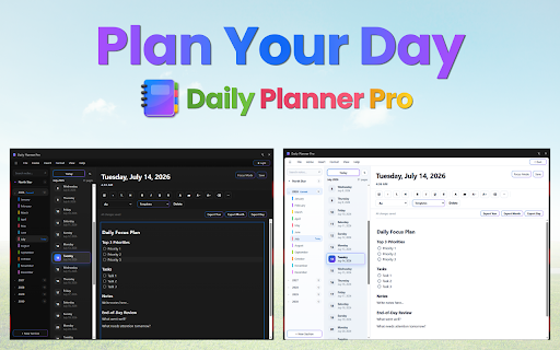 Daily Planner Pro — Work Notebook & Task Organizer :: A private, offline work notebook with daily planner pages, North Star notes, templates, search, autosave, and dark/light mode.