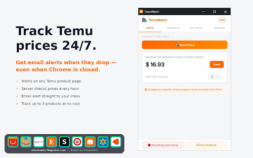 TemuWatch - Temu Price Tracker :: Track prices on Temu and get email alerts when they drop.