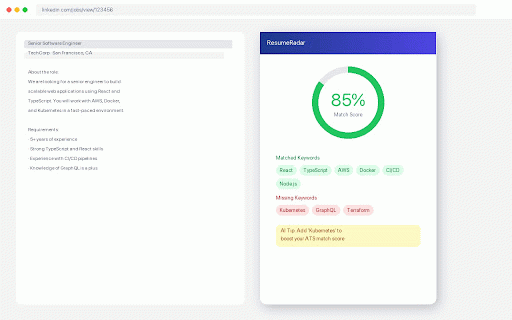 ResumeRadar — ATS Resume Checker :: Scan job descriptions, extract ATS keywords, and check your resume match score in real-time.