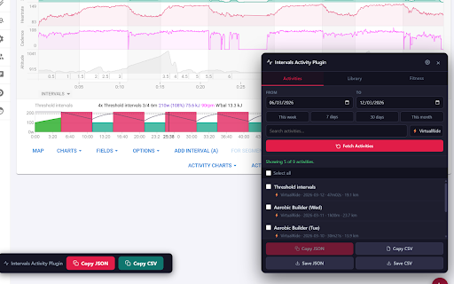 Intervals Activity Plugin :: Browse activities, copy workout data, and view fitness metrics from your Intervals.icu account
