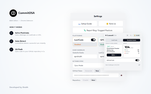 CommitDSA - Sync LeetCode & GFG to GitHub :: Automatically sync and backup LeetCode & GeeksforGeeks (accepted) solutions directly to GitHub.