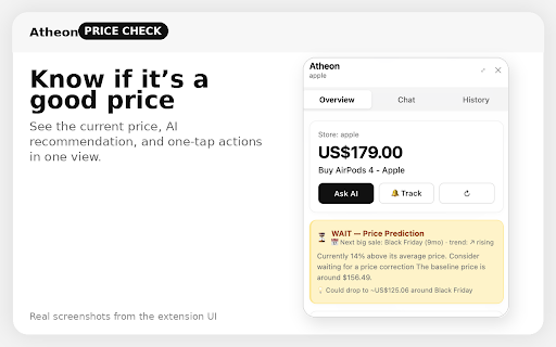 Atheon - AI Price Tracker :: Shopping assistant for price history, comparisons, discount checks, and alerts on supported stores.