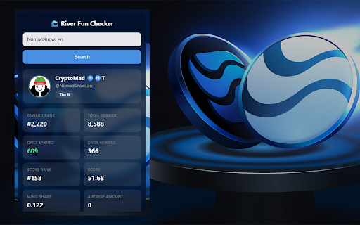 River Fun Checker :: Check Twitter user rankings and rewards in River