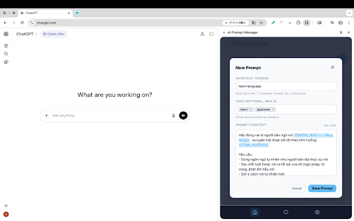 AI Prompt Manager :: A browser extension to manage and insert AI prompts using shortcuts.