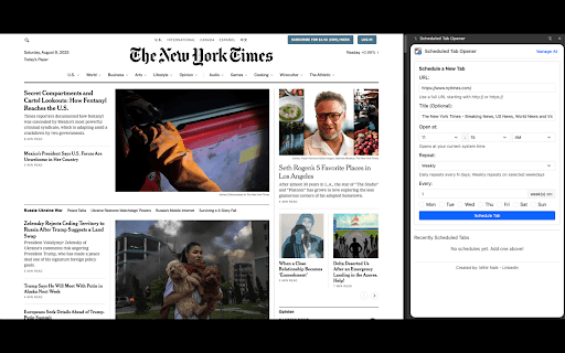 Scheduled Tab Opener :: Schedule webpages to open automatically at set times.