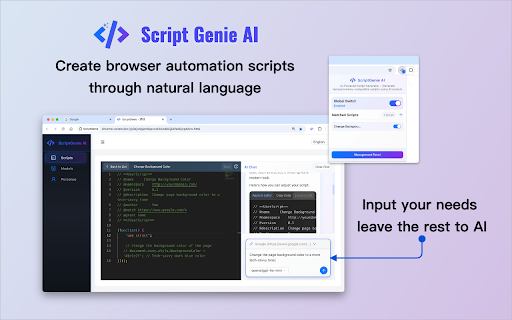 ScriptGenie AI:Generate Scripts With AI Chat(Tampermonkey Compatible) :: AI-powered Browser Script Generator , compatible with Tampermonkey and supports ChatGPT, Claude, DeepSeek and more.