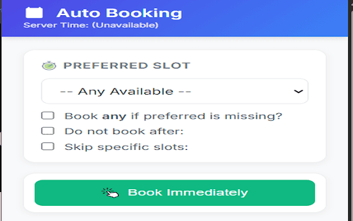 Automated Booking :: Automatically book slots on multiple tabs with unique query parameters.