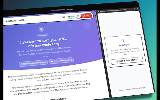 HtmlSave - Host static mini websites online :: Instantly save and host your static mini websites online.