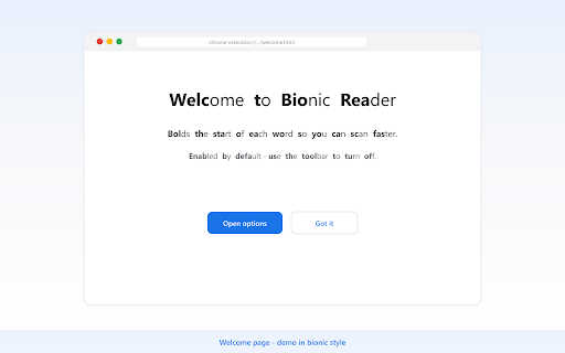 Bionic Reader :: Bold the start of each word on any page for easier, faster reading.