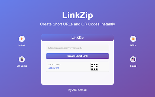 LinkZip :: Create short URLs and QR codes instantly. Manage and share links offline by AIO.com.ai