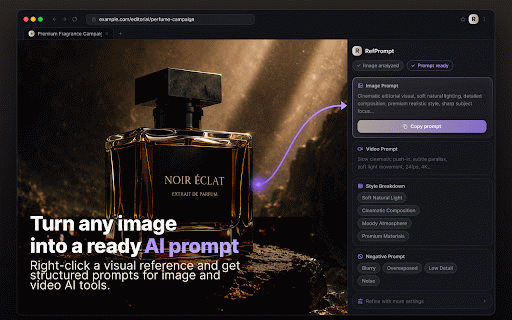 RefPrompt: AI Image & Video Prompt Generator :: Generate structured AI prompts from reference images.