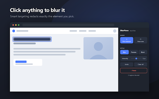 BlurPane :: Blur & hide anything for screen sharing. Click or draw a box to redact sensitive content - 100% local, zero data collection.