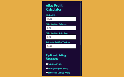 eBay Profit Calculator :: Calculate profit and charges for eBay items.