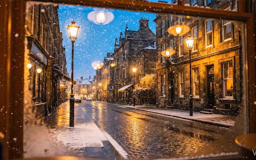 Rainy Edinburgh night in cafe :: Experience the cozy ambiance of a rainy Edinburgh night in a cafe with this stunning live HD video wallpaper extension.