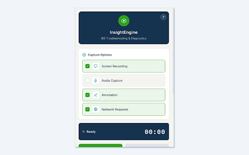 InsightEngine :: Capture screen recordings and network requests for IES troubleshooting and diagnostics