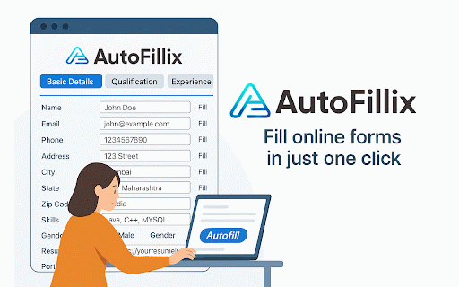 AutoFillix – Smart Form Autofill Assistant :: AutoFillix is a smart Chrome extension to autofill forms automatically. Save time, stay private, and boost productivity.