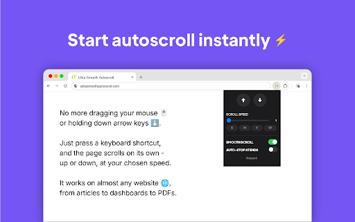 Ultra Smooth Autoscroll :: Smooth autoscrolling with keyboard shortcuts.