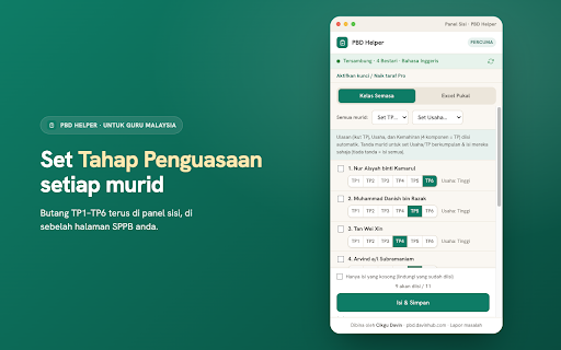 PBD Helper :: Bantu guru isi skor PBD (Tahap Penguasaan) di SPPB.