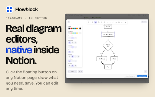 Flowblock: Notion Diagrams & Flowcharts :: Add Excalidraw and draw.io diagrams to Notion pages. Import Notion AI Mermaid flowcharts in one click. Native Notion blocks.