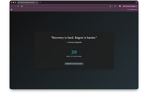 Recovery Tab - Counter, Motivational Quotes and Meditation :: Count your days and see a motivational recovery quote on every new tab.