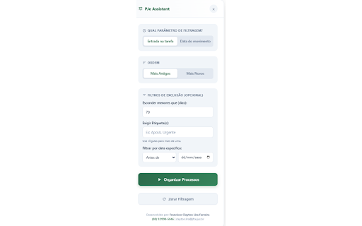 PJe Assistant :: Ferramenta avançada para ordenação inteligente, filtragem por prazos e etiquetas, e seleção em lote de processos no PJe.