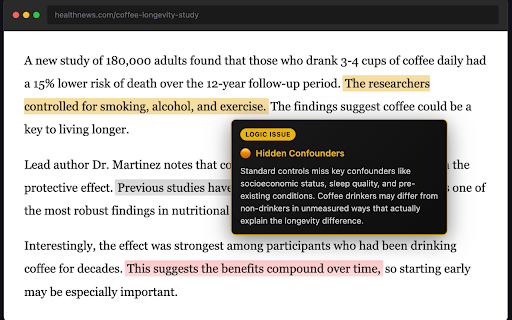 SanityCheck :: Surfaces genuine logical gaps and reasoning issues in articles