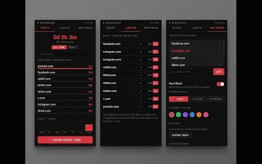 RIPHours :: Your scroll history, measured in days of your life.