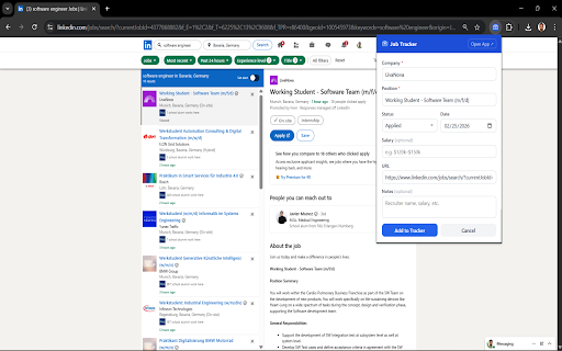 Job Application Tracker :: Add job applications to your tracker with one click