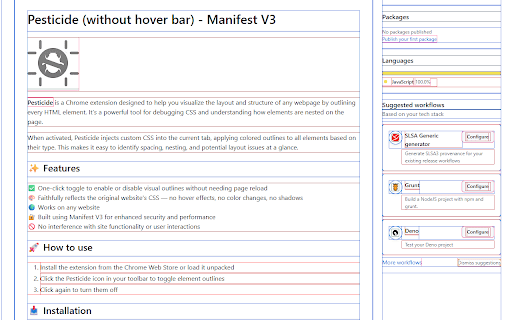 Pesticide (without hover bar) :: A CSS debugging tool that outlines all page elements to help identify and fix layout issues.