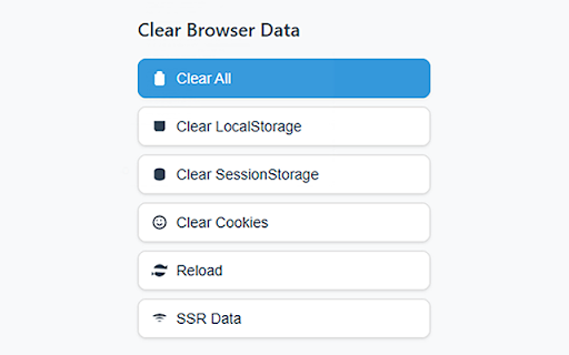 Clear Browser Data :: Clear localStorage, sessionStorage and cookies with one click.