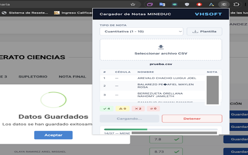 Cargador de Notas MINEDUC :: Automatiza la carga de calificaciones desde CSV al sistema del MINEDUC Ecuador