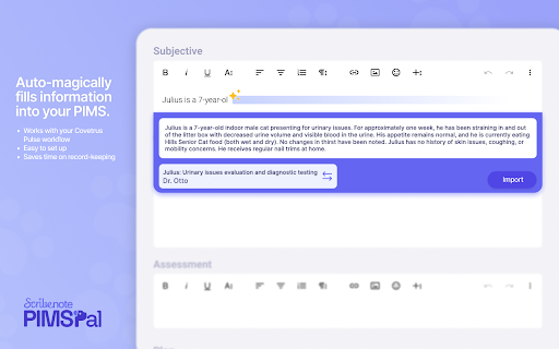 Scribenote PIMSPal :: Import your Scribenote veterinary notes directly into your PIMS—fast, accurate, and hassle-free.