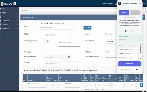 AutoBillUploader :: Automates filling pharmacy bill/invoice data into the Rajasthan RGHS billing portal, with license management.