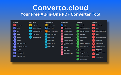 Converto.cloud: View | Edit | Convert | Sign PDF Tools :: Your Free All-in-One PDF Converter Tool