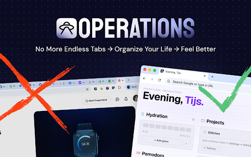 Operations: Command Center for Every New Tab :: Replace your new tab with a personal dashboard: GitHub, projects, credentials, notes, and bookmarks.