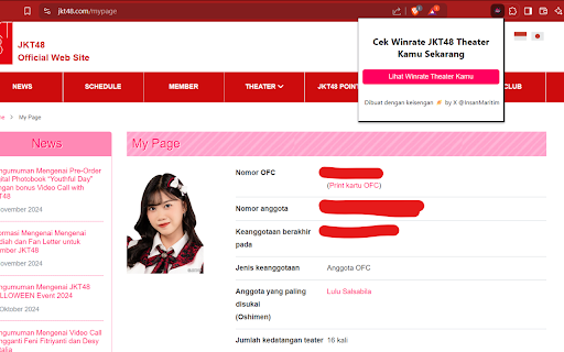 JKT48 Theater Winrate Check :: Let's check your JKT48 Theater win rate