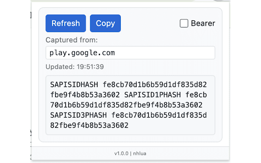 Get Bearer Token :: Fetch and copy Authorization headers from website requests.