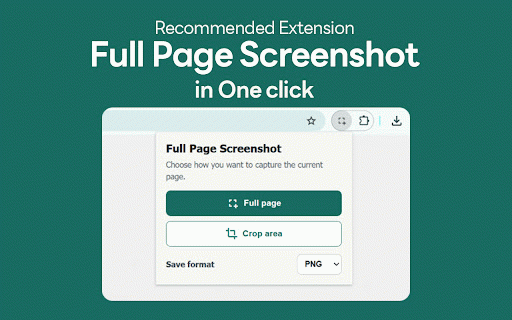 Full Page Screenshot – Capture & Crop :: Capture full web pages or visible areas, crop screenshots, preview results, and save them as PNG, JPEG, or WebP.