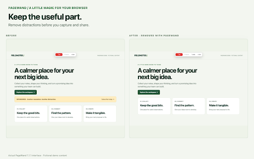 PageWand — Screenshot & Page Editor :: Capture full-page screenshots, remove unwanted elements, edit webpage text, and annotate or redact screenshots.