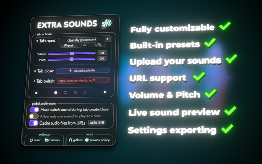 Extra Sounds :: Make your browser more lively with various sound effects.