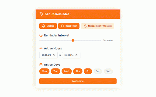 Get Up Reminder – Stay Active, Stay Healthy :: Get Up Reminder is a simple and effective Chrome extension that reminds you to take breaks.