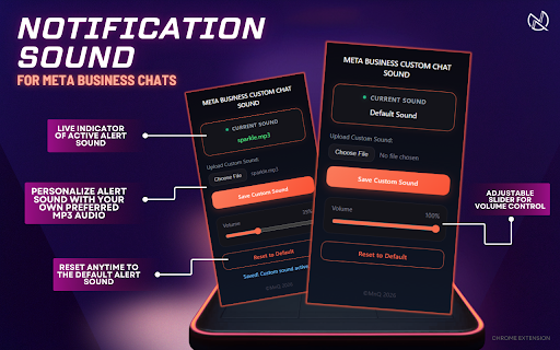 Notification Sound for Meta Business Chats :: Plays a customizable, volume-controlled sound alert whenever a new message arrives in your Meta Business Inbox.