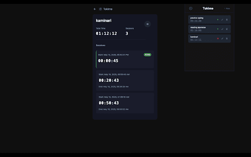 Tokime :: Track time spent on tasks with a simple stopwatch