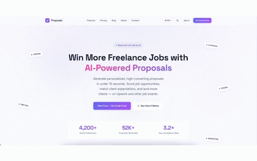 Proposio — AI Proposal Generator :: Generate winning freelance proposals with AI. Works on Upwork and other job boards.