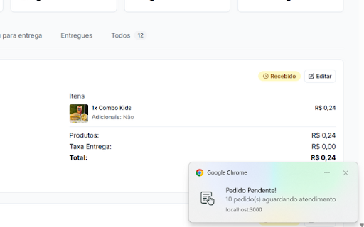 Menuzo - Notificações de Pedidos :: Receba notificações e sons de alerta para novos pedidos mesmo com o navegador minimizado