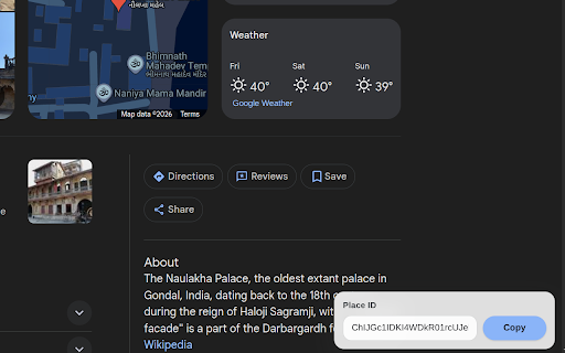 Place ID finder :: Extracts and copies place IDs from supported Search, Maps, and Travel pages.