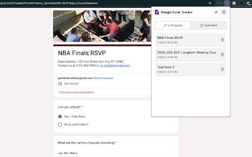 Google Form Tracker :: Track in-progress Google Forms and save responses