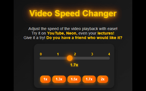 Video Speed Changer :: Change the speed of videos on websites easily.