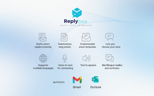 Replybox – AI Email Assistant for Gmail & Outlook :: AI-powered email assistant that drafts smart replies, customizes tone, supports voice input, and summaries.